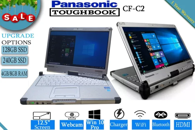 Panasonic Toughbook CF-C2 i5 8GB 240/ 512GB SSD Win 10 Rugged Touchscreen Laptop