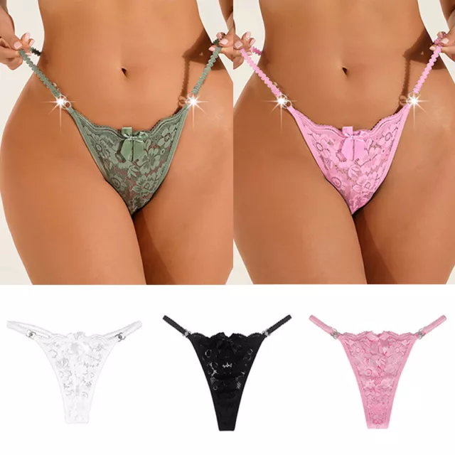 Sexy Spitze Tanga Unterwäsche für Damen Schleife G Saiten Slip T-Rücken Q