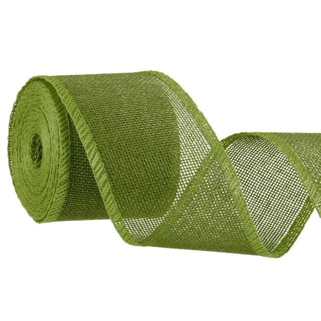 Cintas con cable de arpillera, cinta tejida de arpillera natural de 2,4 pulgadas x 5 yardas, verde ejército