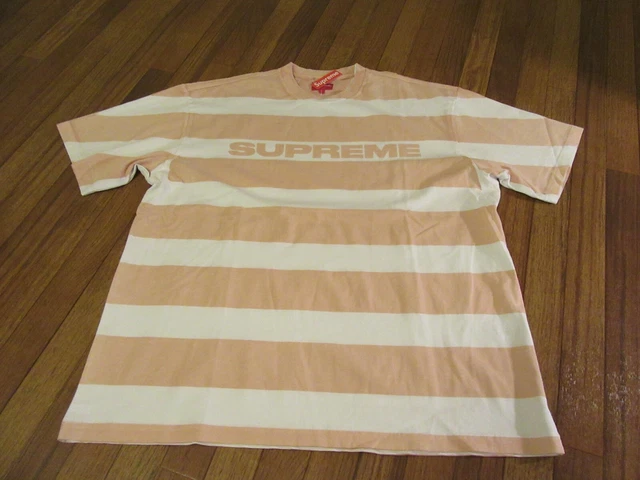 SUPREME PRINTED STRIPE S/S Top Size Large Peach SS21 Supreme New 