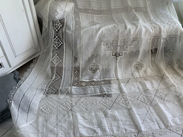 Ensemble Salle De Bain 14 Pièces - Dentelle Et Macramé - Idée Cadeau Mariée - Neuf
