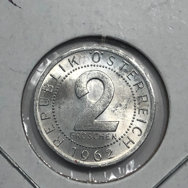 1962 Austria Uncirculated 2 Groschen Foreign Coin #1524