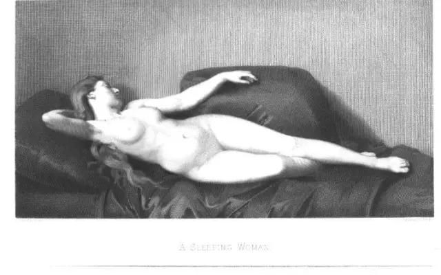 J JOSEPH HENNER NUDE WOMAN DIVAN SOFA Engraving Antique Art Print [Inv#Aa9