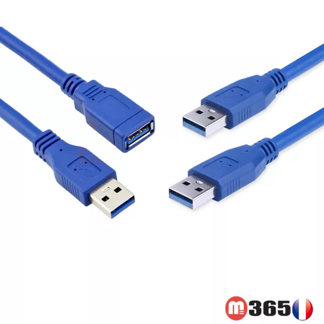 1.5M Câble USB 3.0 Mâle vers usb Mâle / Femelle CABLE CORDON RALLONGE USB 3.0