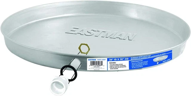 Eastman 60087 Water Heater Pan, 28″ ID X 30″ OD, Aluminum, Silver