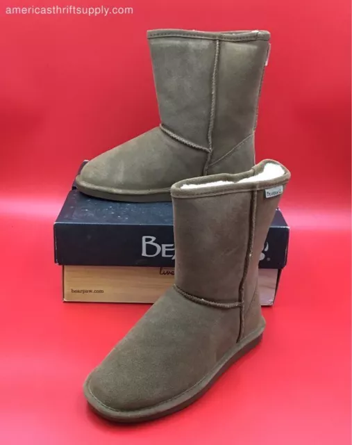 Bearpaw Women's Brown Round Toe Pull On Ankle Shearling Boots - Size 8M
