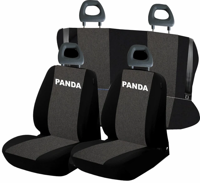 Coprisedili Auto Per Fiat Panda 2003-2012, In Cotone Blu E Nero, 4 Posti, Made In Italy