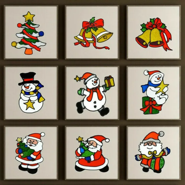 2 X Fenster Aufkleber Weihnachten Dekor Weihnachtsmann Schneeflocke Fliesen Wand