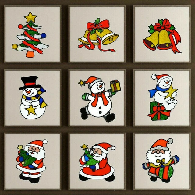 2 X Fenster Aufkleber Weihnachten Dekor Weihnachtsmann Schneeflocke Fliesen Wand