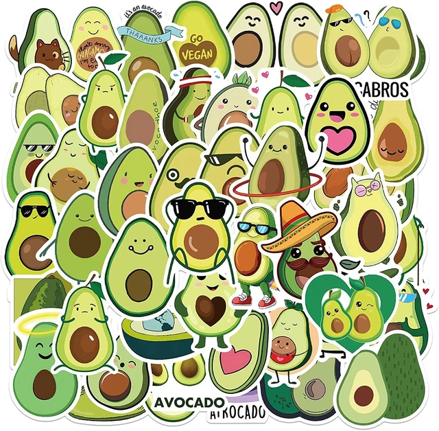 50 PCS Vinyl Waterproof Avocado Stickers for Adults - Cool Funny DIY Cute Persea