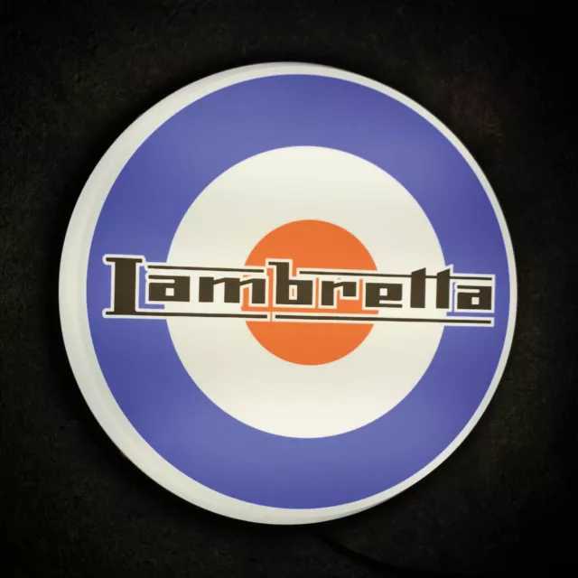 Lambretta Led Illuminated Light Garage Sign Vintage Piaggio Mod Vespa Scooter