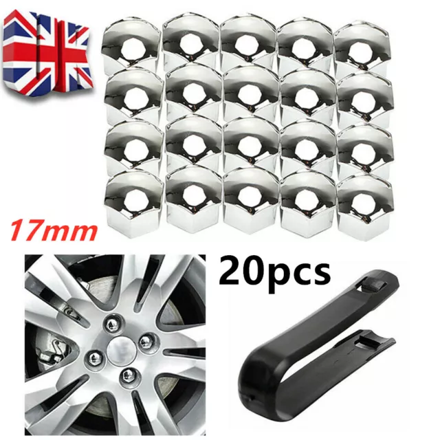 20X Silver Wheel Nut Bolt Covers For Audi VW Vauxhall BMW Mercedes Renault 17mm∪