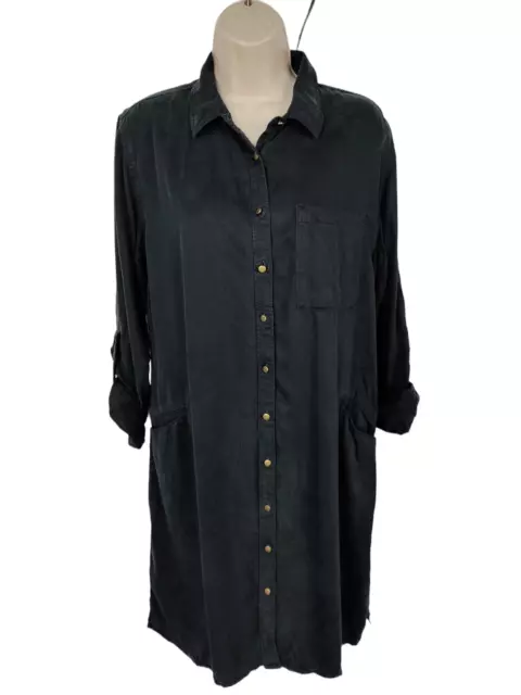 *New* Womens Next Black Lightweight Shirt Dress Button Up Bnwt Size Uk 10 Petite