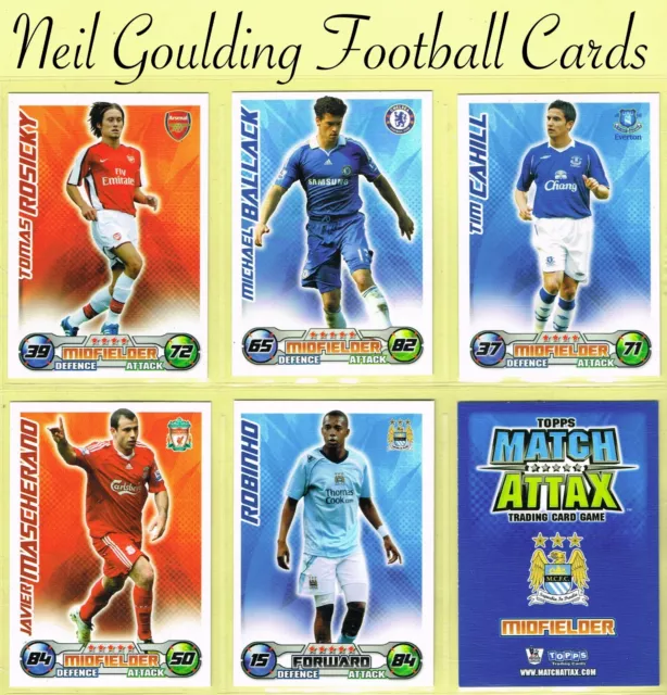 Tarjetas de fútbol americano Topps MATCH ATTAX 2008-2009 ☆ PREMIER LGE ☆ #1 a #180