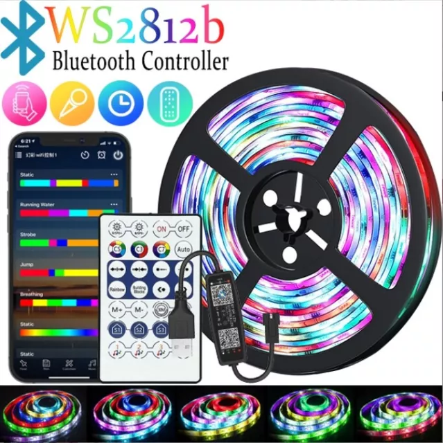 WS2812B RGBIC LED Strip Light USB TV RGB DC 5V Light Controller Dream Colour 15M