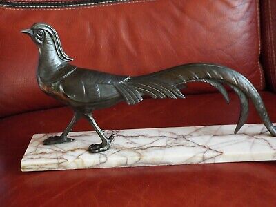 victoria figurine Art Deco  animal sculpture bird Stunning marble pheasant RETRO