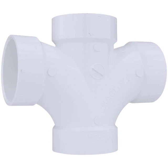 Charlotte Pipe 2 In. Double Sanitary DWV PVC Tee PVC 00428  0800HA Pack of 20