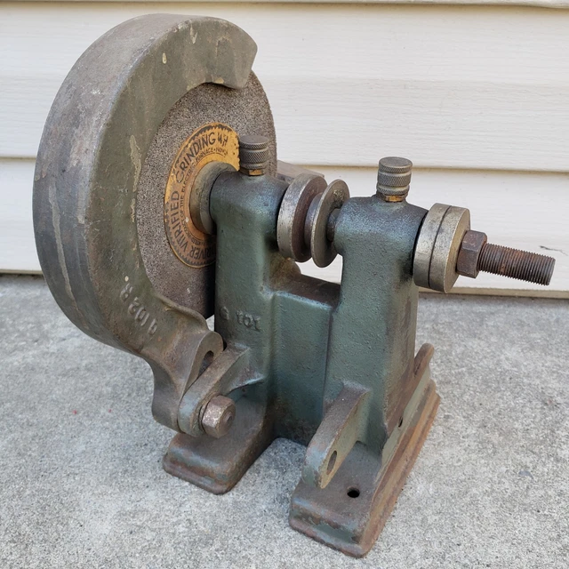 VINTAGE ANTIQUE BELT Driven Bench Grinder Vitrified Grinding Wheel