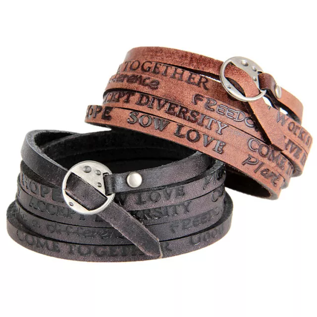 Fashion Mens Punk Leather Wrap Braided Wristband Cuff Punk Bracelet Bangle US