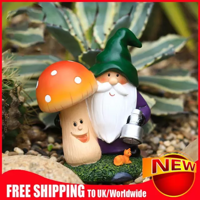 Solar Cute Dwarf Night Light Resin Mushroom Gnomes Figurine Courtyard Decoration