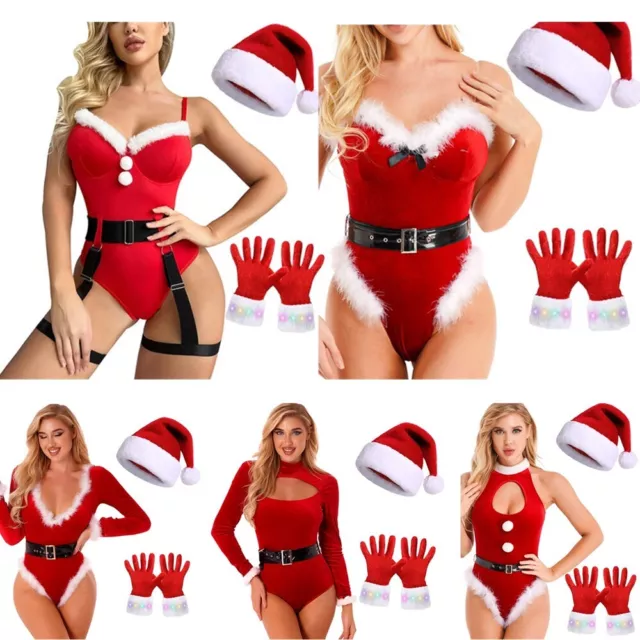 Set festa di Natale donna moda Miss Babbo Natale costume sexy natalizio lingerie Natale