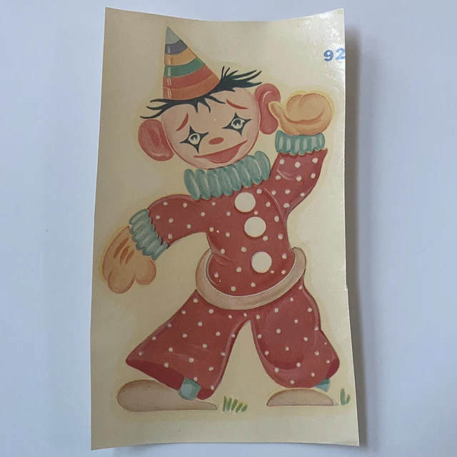 Calcomanía de payaso de circo Duro #92 de colección bufón colorido transferencia decorativa