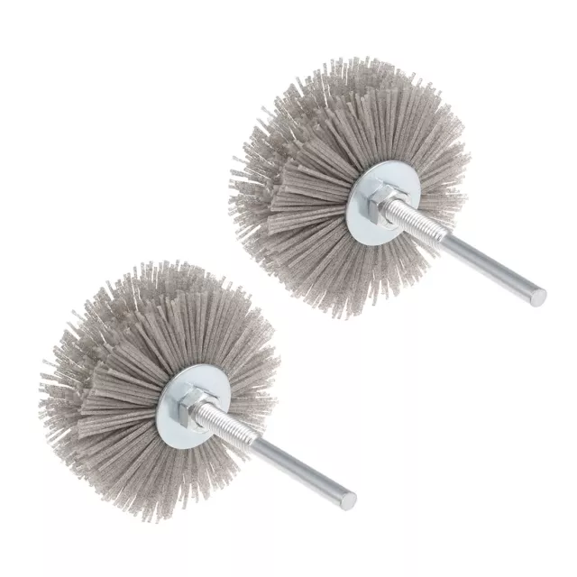 Nylon Wheel Brush 180 Grits Abrasive Grinding Head with 6mm Threaded Shank 2 Pcs