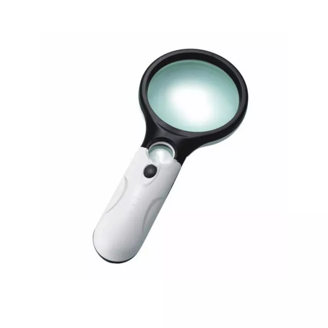 Handheld 45X Magnifying Reading Glass Lens Jewelry Loupe With 3 LED Light