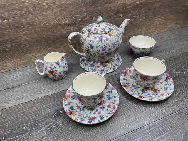 Royal Winton Grimwades Old Cottage Chintz Tea Set, Floral 8 Piece Set 3