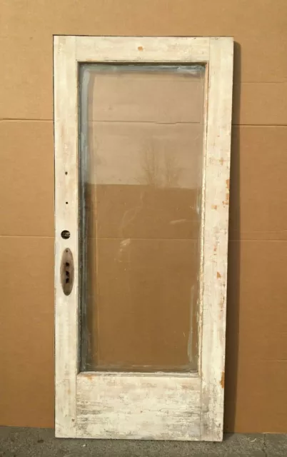 1 Antique Single Exterior Large Single Beveled Glass Door Vintage Old 1720-21B