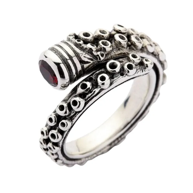 925 Sterling Silver Gothic Octopus Tentacle Ring Goth Snake Designer New