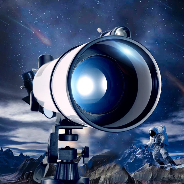 Telescopio de observación de la luna 150X Telescopio de viaje Niño Regalo de cumpleaños (blanco)