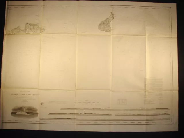 1857 Coast Survey Chart South Coast East Part Long Island New York Block Is RI