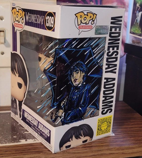🕸🕷 Funko POP Wednesday Addams - 1309 HAND PAINTED Artwork Sketched On Box
