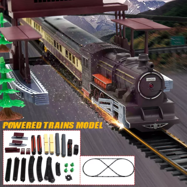 Electric Large Classic Train Set RAIL Vehicle Kids Toy Track Carriages Gift