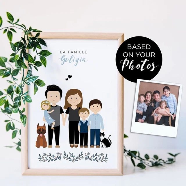 Idée cadeau unique - portrait de famille pour les occasions spéciales, naissance