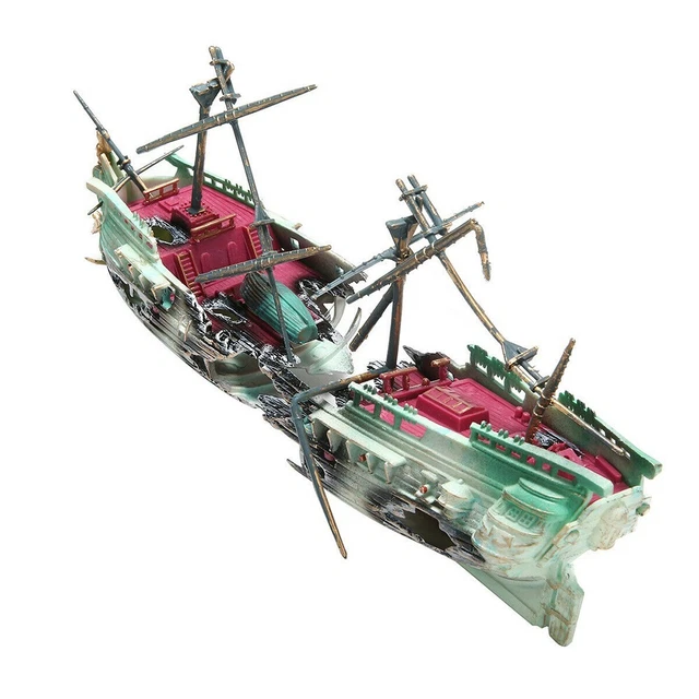 Naufragio barco hundido adorno resina 24 cm * 6 cm * 13 cm 9.45 * 2.36 * 5.12" acuario