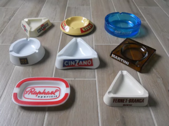 Vintage - Lot de 8 Ancien cendrier publicitaire SUZE MARTINI CINZANO ST RAPHAEL