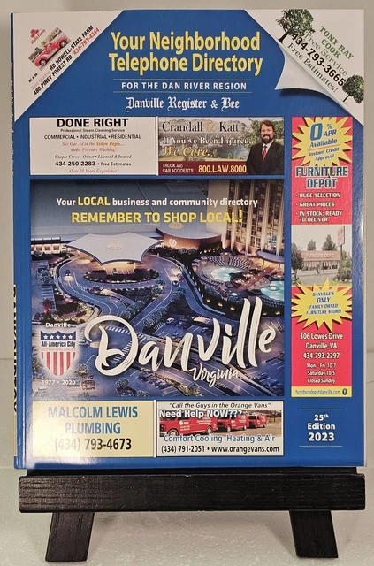 Telephone Book Directory 2023 Danville, Virginia 25th Edition Dan River Region
