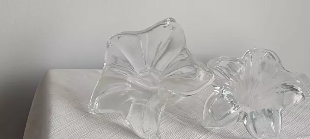 Vintage Art Glass Hand Blown Lily Flower Bud Vases/Epergnes Set of 2