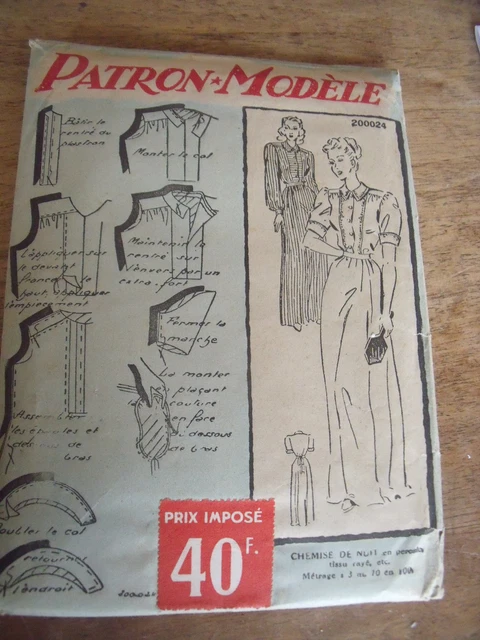 Ancien Patron De Couture 'Mode Et Travaux' 1966 - Chemise De Nuit Femme, Adulte - Occasion, Origine France
