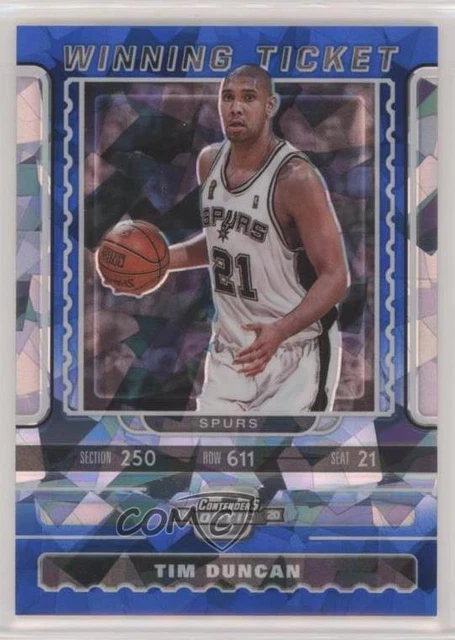 2019 Contenders Optic Winning Tickets Blue Cracked Ice Prizm Tim Duncan #19 HOF