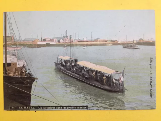 cpa LE HAVRE Military Ship NAVY WAR FRENCH NAVY Large Basins TORPEDO