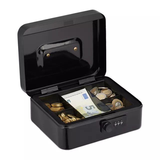 Cash Box Coin Counter Tray Lockable Steel Portable Change Combination Lock Money