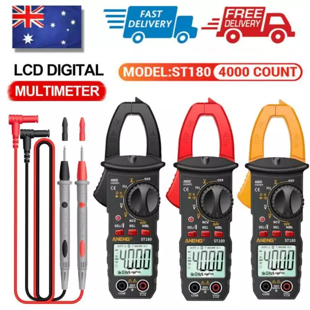 Digital Multimeter Clamp Meter AC DC Current Ohm 4000 Range Volt Tester Tool Kit