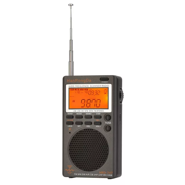 HRD-747 Portable FM/MW/SW/AIR/CB Full-Band Radio UHF VHF SW AIRBAND MARINE