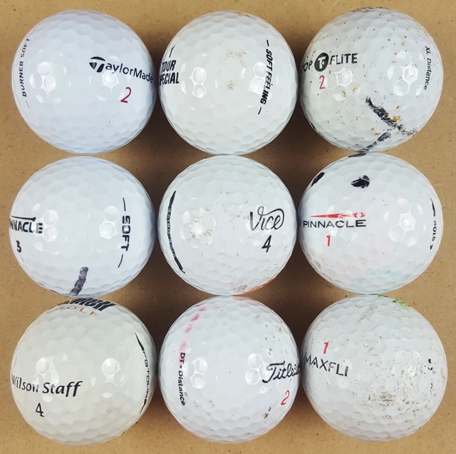 Lot de 9 Balles de Golf Logotées Publicitaires Logo Marques Collection Balls 2