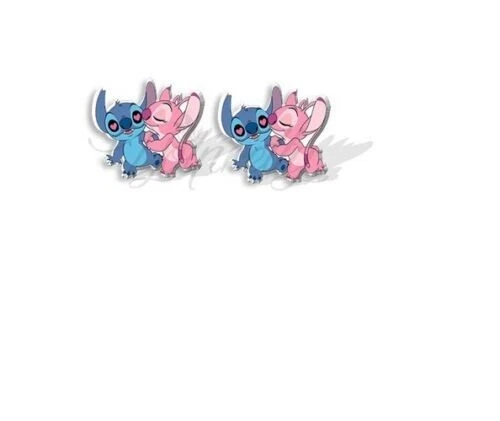 DISNEY'S STITCH AND Angel Smooching Kissing Together Cute Earrings £4. ...