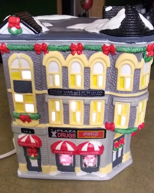 1993 Coca Cola Town Square Collection Plaza Drugs Light Holiday Village Vintage