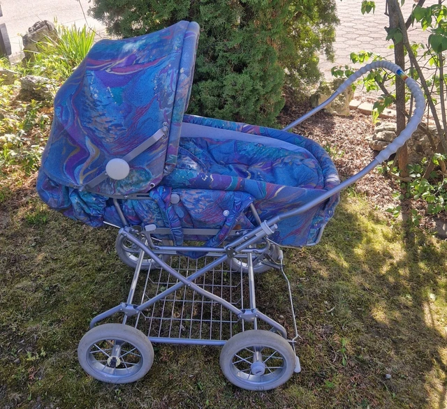 NOSTALGISCHER TEUTONIA KOMBI Kinderwagen 80er 90er Jahre - blaugemustert  EUR 220,00 - PicClick DE